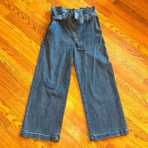 Express cropped wide leg high rise paperbag high rise jeans
